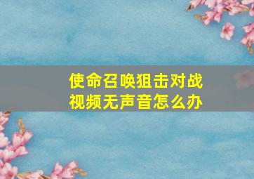 使命召唤狙击对战视频无声音怎么办