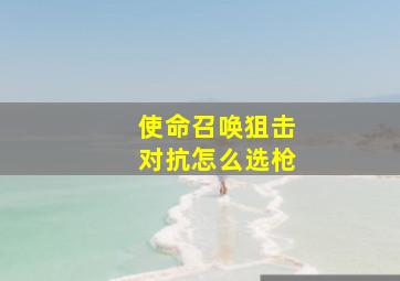 使命召唤狙击对抗怎么选枪