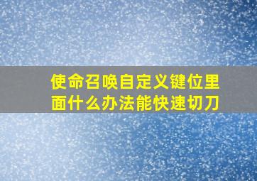 使命召唤自定义键位里面什么办法能快速切刀