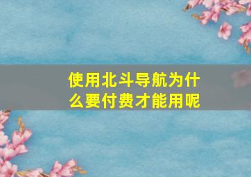 使用北斗导航为什么要付费才能用呢