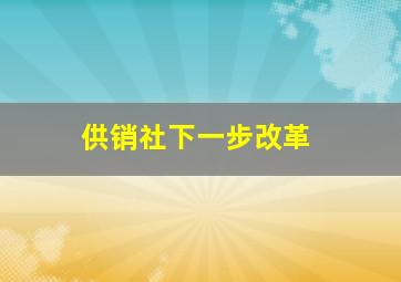 供销社下一步改革