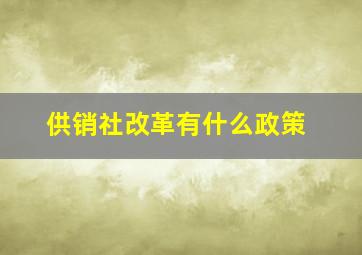 供销社改革有什么政策