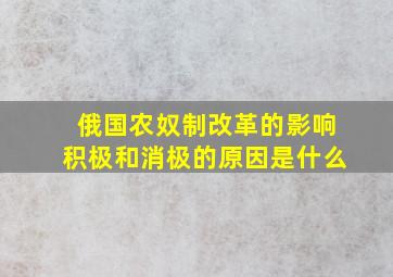 俄国农奴制改革的影响积极和消极的原因是什么