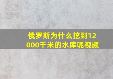 俄罗斯为什么挖到12000千米的水库呢视频