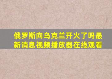 俄罗斯向乌克兰开火了吗最新消息视频播放器在线观看