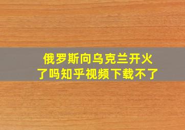 俄罗斯向乌克兰开火了吗知乎视频下载不了