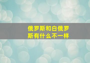 俄罗斯和白俄罗斯有什么不一样