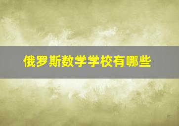 俄罗斯数学学校有哪些