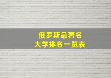 俄罗斯最著名大学排名一览表