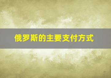 俄罗斯的主要支付方式