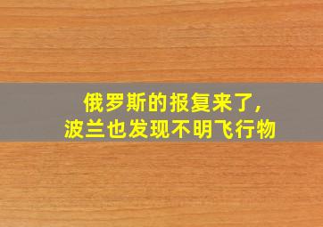 俄罗斯的报复来了,波兰也发现不明飞行物