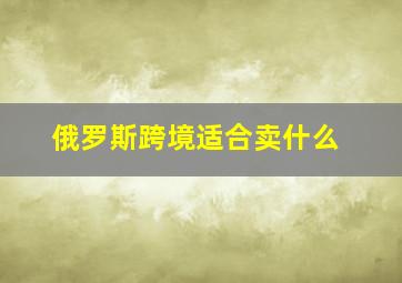 俄罗斯跨境适合卖什么