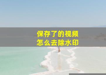 保存了的视频怎么去除水印