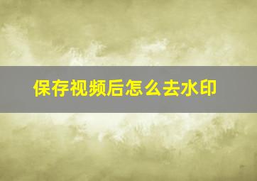 保存视频后怎么去水印