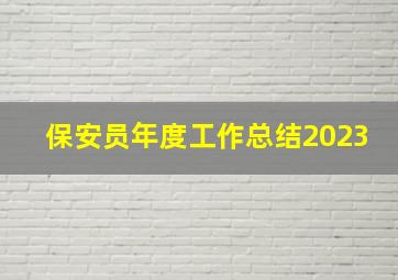 保安员年度工作总结2023