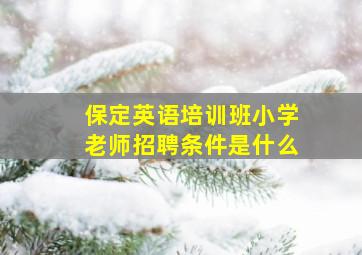 保定英语培训班小学老师招聘条件是什么