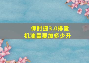 保时捷3.0排量机油量要加多少升