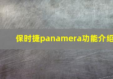 保时捷panamera功能介绍