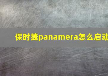 保时捷panamera怎么启动