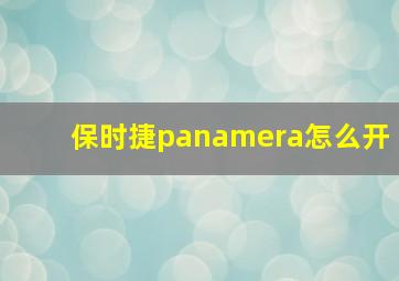 保时捷panamera怎么开