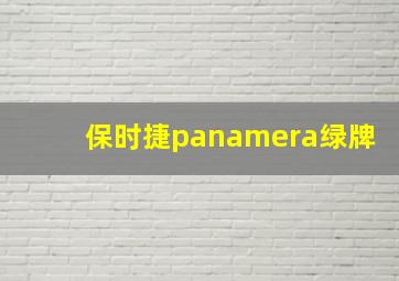 保时捷panamera绿牌