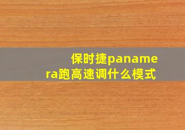 保时捷panamera跑高速调什么模式