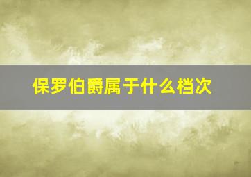 保罗伯爵属于什么档次