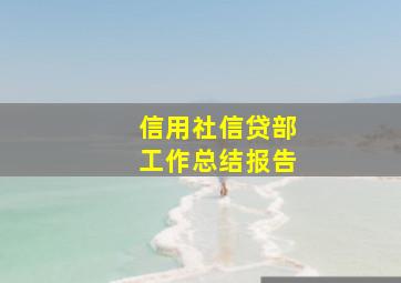 信用社信贷部工作总结报告