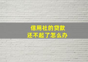 信用社的贷款还不起了怎么办