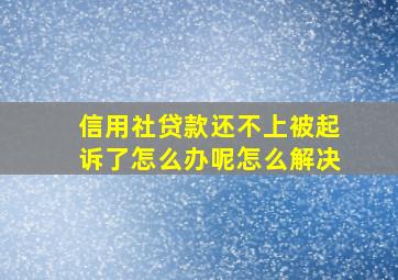 信用社贷款还不上被起诉了怎么办呢怎么解决