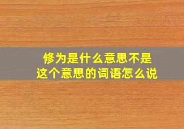 修为是什么意思不是这个意思的词语怎么说