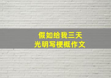 假如给我三天光明写梗概作文