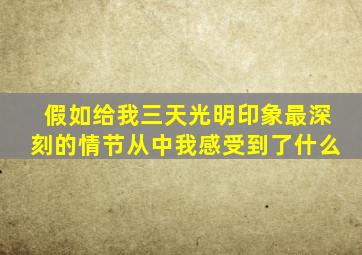 假如给我三天光明印象最深刻的情节从中我感受到了什么