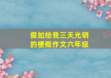 假如给我三天光明的梗概作文六年级