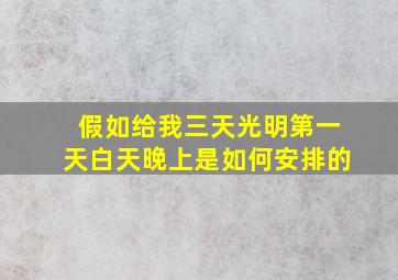 假如给我三天光明第一天白天晚上是如何安排的