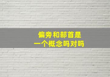 偏旁和部首是一个概念吗对吗