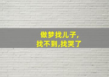 做梦找儿子,找不到,找哭了