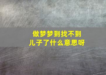 做梦梦到找不到儿子了什么意思呀