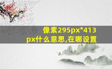 像素295px*413px什么意思,在哪设置