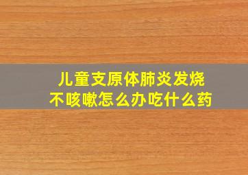 儿童支原体肺炎发烧不咳嗽怎么办吃什么药