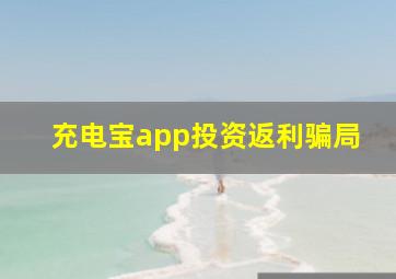 充电宝app投资返利骗局