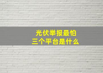 光伏举报最怕三个平台是什么