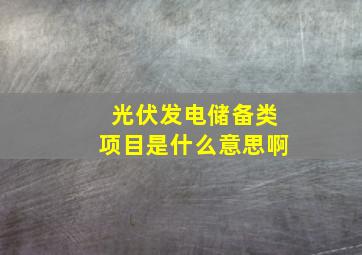 光伏发电储备类项目是什么意思啊