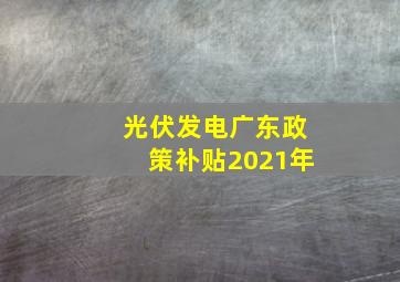 光伏发电广东政策补贴2021年