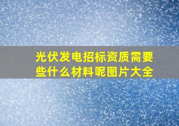 光伏发电招标资质需要些什么材料呢图片大全