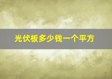 光伏板多少钱一个平方