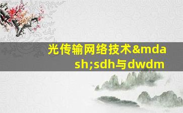 光传输网络技术—sdh与dwdm