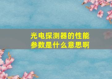 光电探测器的性能参数是什么意思啊