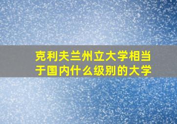 克利夫兰州立大学相当于国内什么级别的大学