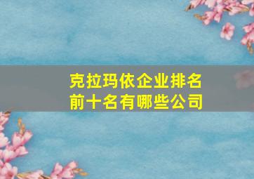 克拉玛依企业排名前十名有哪些公司